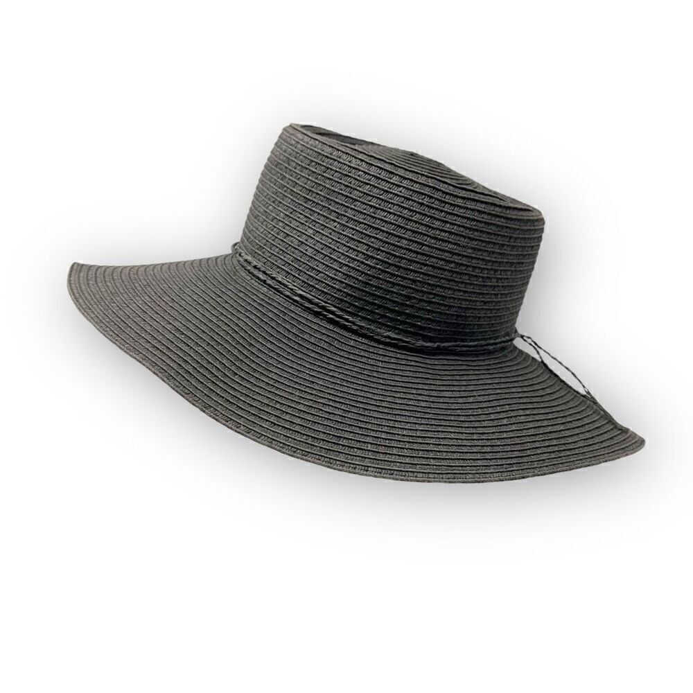 San Diego Hat Co. Four Buttons Black Paper Beach Sun Hat Women’s One Size OSFM